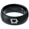 thumbnail image 2 of Tungsten Iowa Hawkeye State Heart Band Ring 8mm Men Women Comfort Fit Black Dome Polished, 2 of 4