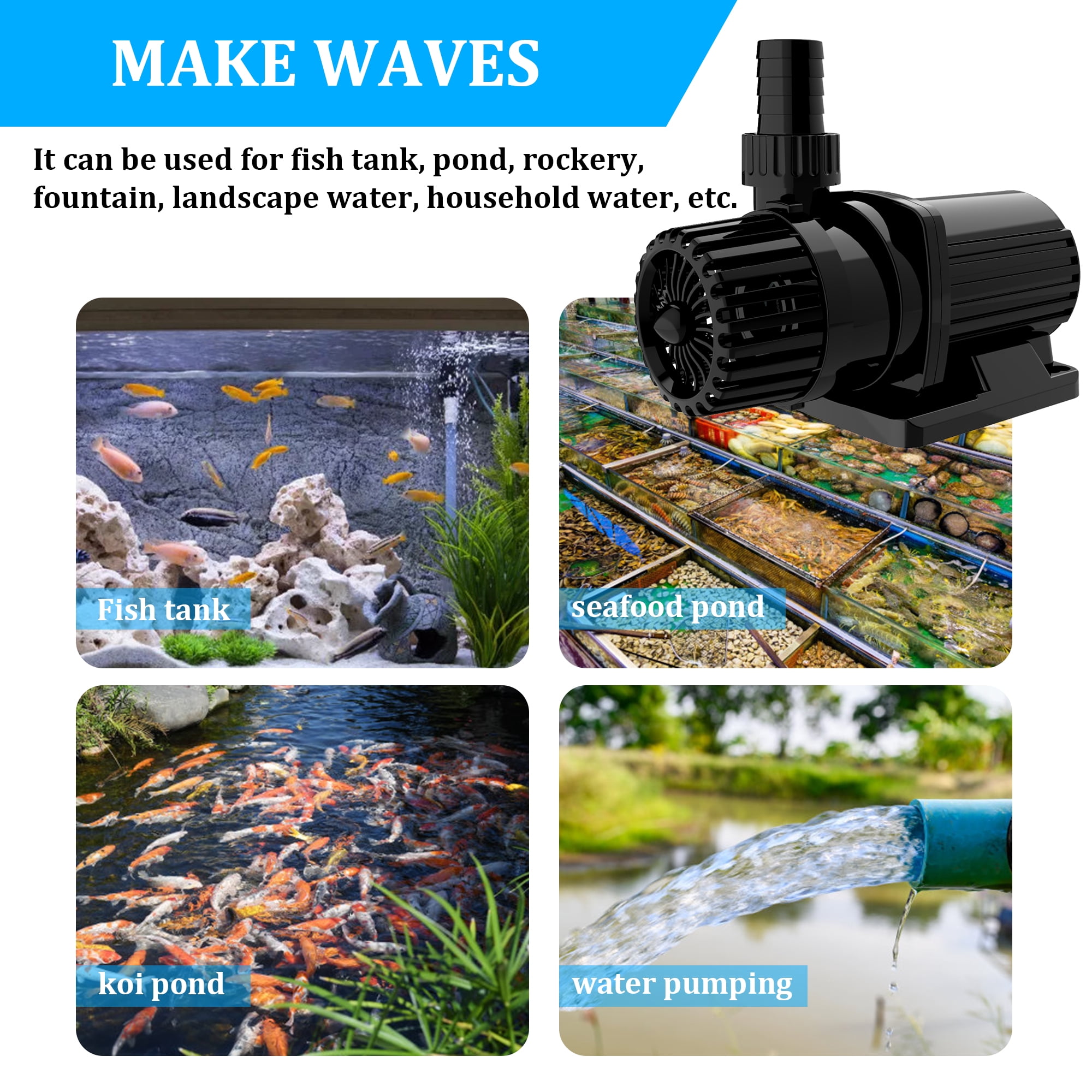 1600 GPH 24v Dc Eco Marine Aquarium Fish Tank Wave Maker Water Pump