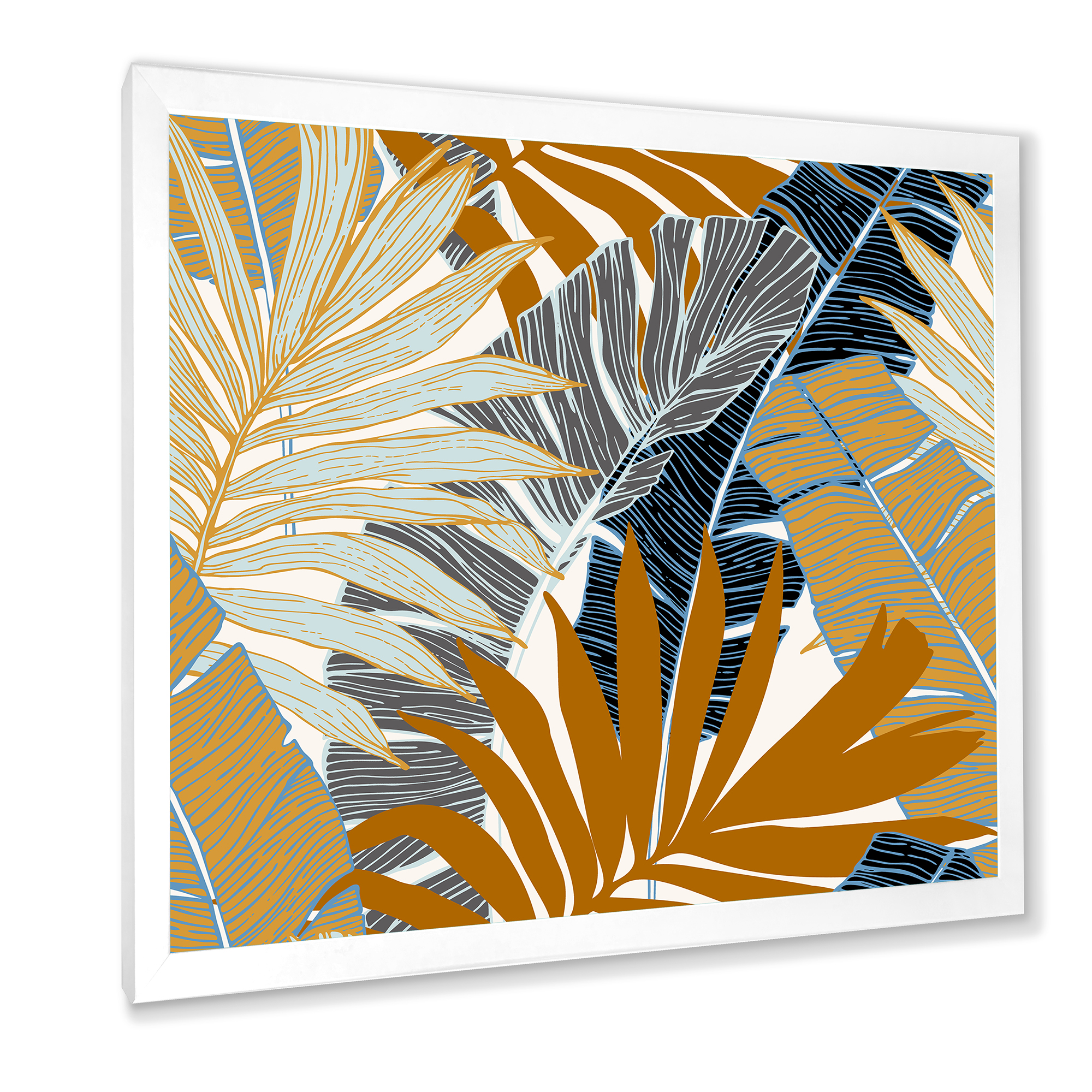 Designart 'Abstract Tropical Summer Banana Leaves and Palm Tree' Modern Framed Art Print
