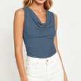 thumbnail image 4 of Fewfanhot Womens Blouses Cowl Neck Tank Top Draped V Neck Ruched Sleeveless Summer Casual Dressy Blouse, 4 of 6