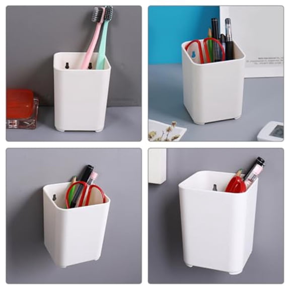 CHENjy Adhesive Pencil Holder Wall Organizer Peel and Stick Desk Caddy for Home Office Bathroom Storage 3.43*4.25*3.19 in