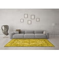 thumbnail image 3 of Ahgly Company Machine Washable Indoor Round Medallion Yellow Traditional Area Rugs, 3' Round, 3 of 4