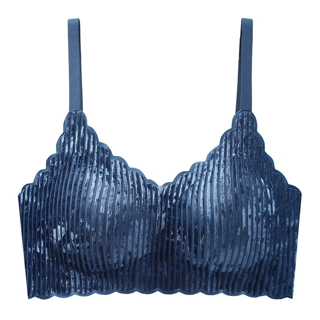 Birdeem Fashion Women Solid Color Golden Velvet Wavy Wireless Fixed Cup Gathering Daily Bra