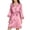 Hot Pink, variant on WREESH Womens Silk Pajamas Casual Homewear Long-Sleeve V-Neck Dress Color Lace Night-Robe One Size Mint Green