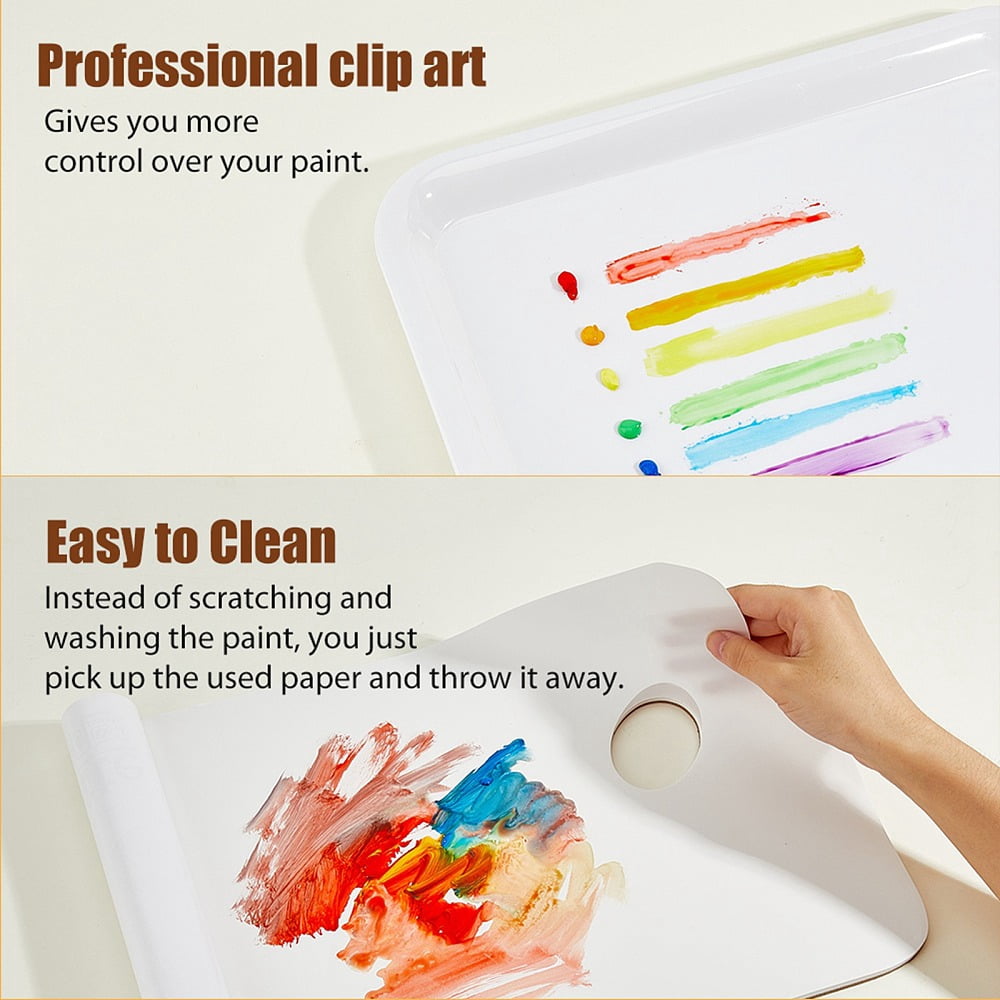 1Pc Plastic Color Palette 1 Book Plastic Palette Paper 1Pc Rectangle Sponge Painting Supplies Rectangle Mixed Color