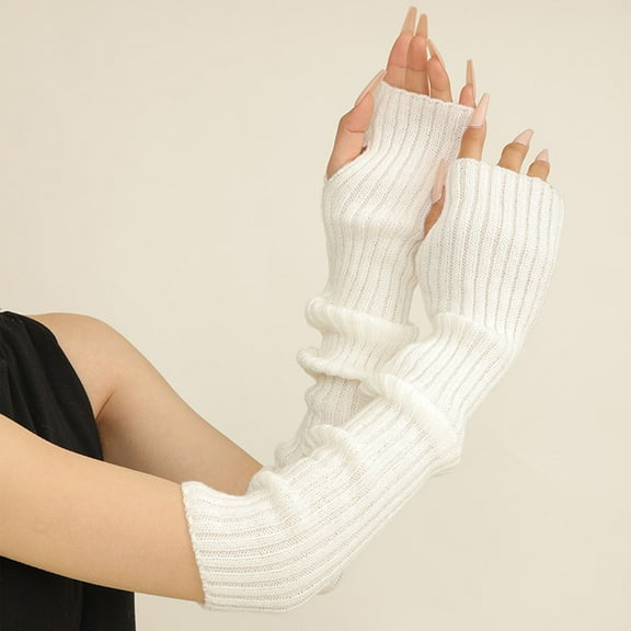 2025 Fingerless Gloves Women Stretch Knitted Arm Warmers Long Sleeve Hand Warps for Daily Use