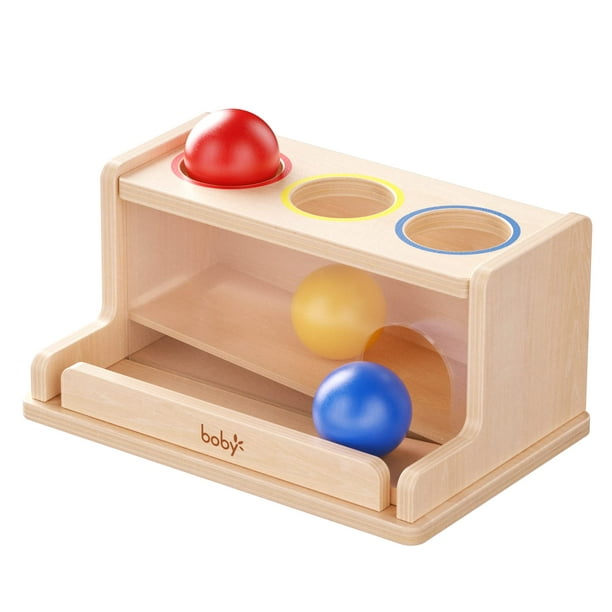 Dailyfunn-juguetes Montessori para niños y niñas, caja de permanencia de objetos, rastreador de bolas, juguete de empuje de caída, niño pequeño, preescolar de 1 a 3 años