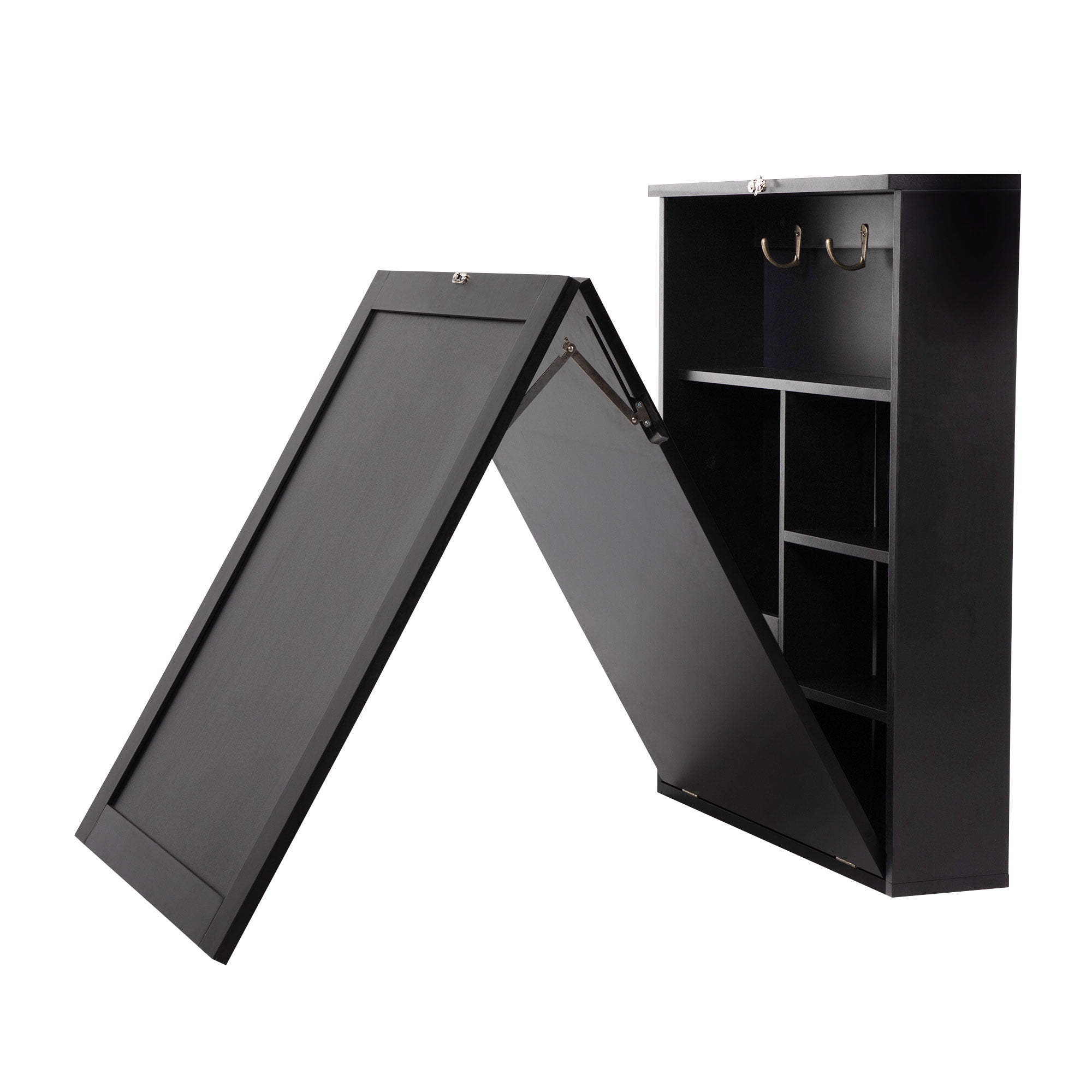Lowestbest Wall-Mounted Desk, Foldable Computer Desk with Storage Shelf, Black Lowestbest Wall-Mounted Desk, Foldable Computer Desk with Storage Shelf, Black