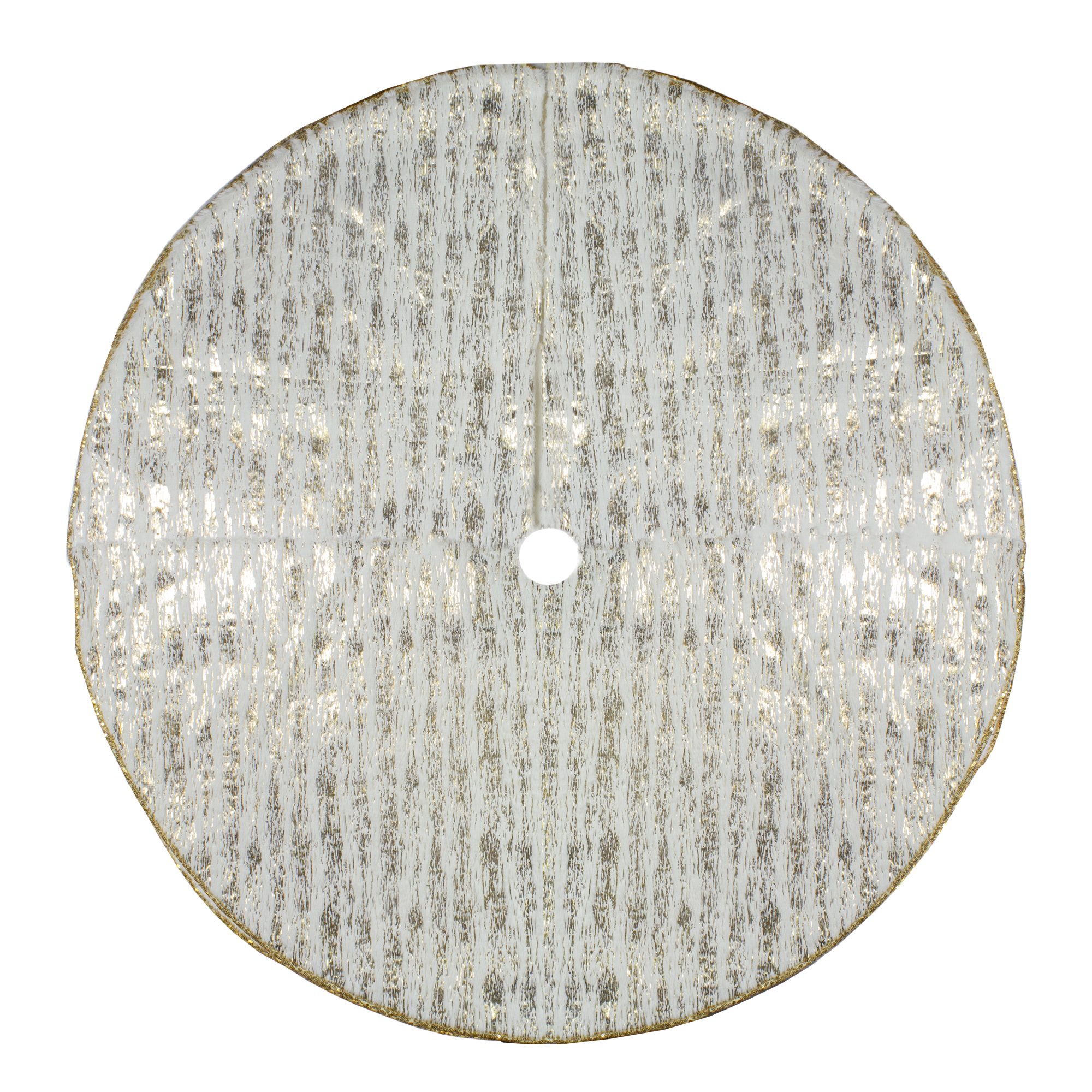 48" Ivory and Gold Wood Grain Pattern Christmas Tree Skirt