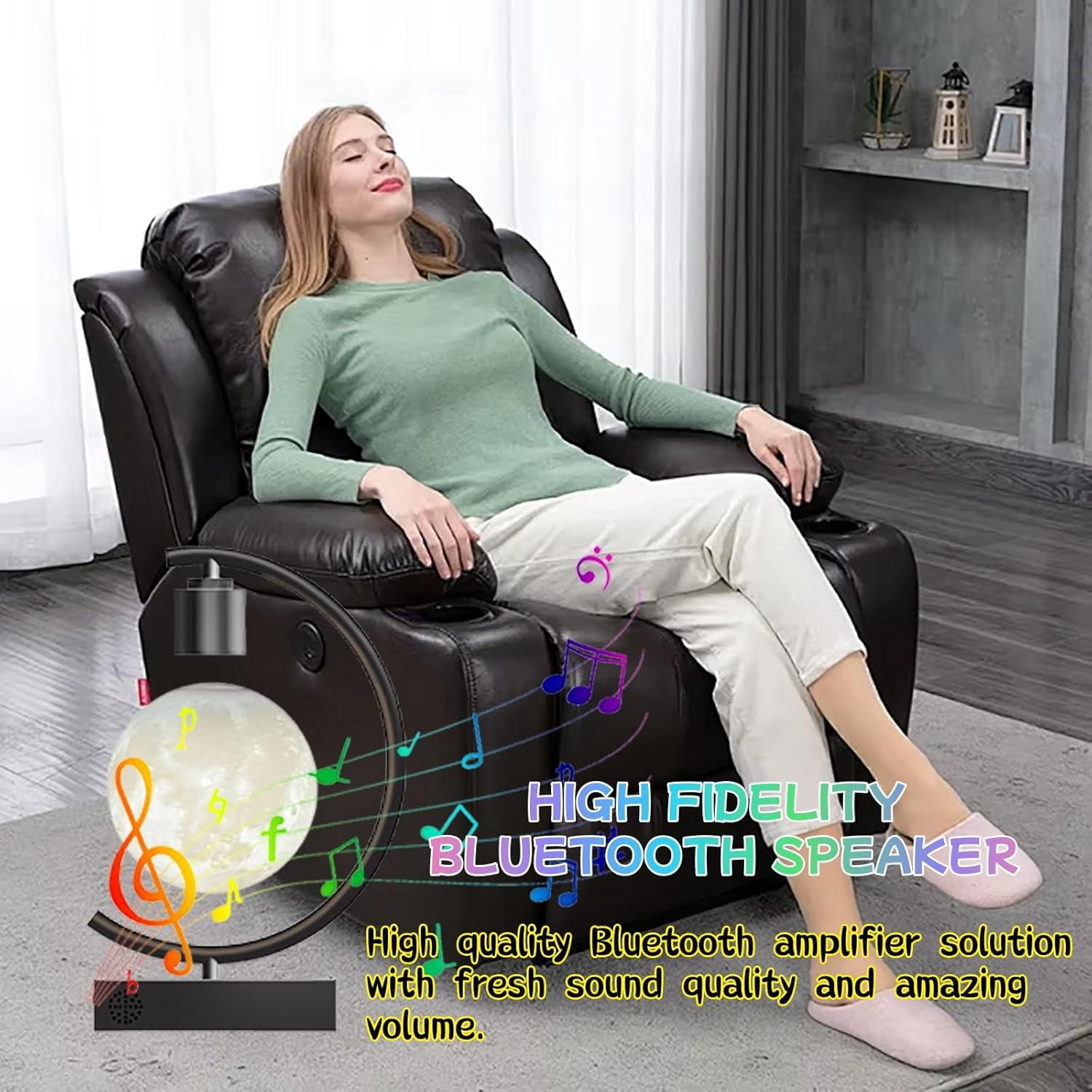 Levitating Moon Lamp with Speaker, 3D Magnetic Floating Night Light, 3 Color LED Planet Lamp with Fast Charger, Wood Base Desk Decor for Bedroom Living Room Gifts
