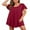 07-Wine Red, variant on Womens Nightgown Short Sleeves Sleepwear Soft Loose Sleepshirt Scoopneck Pleated Nightshirt Loungewear
