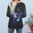 thumbnail image 4 of Craaazy Women's Boho Print Loose Casual Round Neck 3/4 Sleeve T-Shirt Gifts, 4 of 7