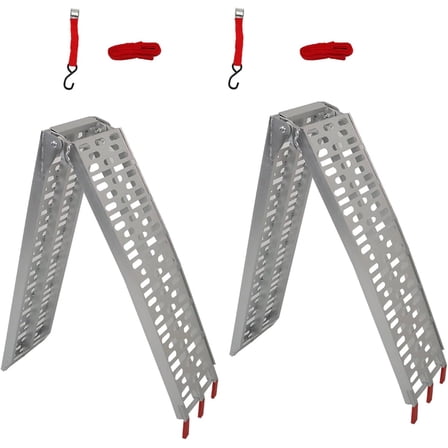 LABLT 2 PCS 7.5FT 1500lbs Aluminum Folding Loading Ramp Kit Holes with Handle Replacement for ATV UTV Motorcycle Dirt Bike Lawn Mower Snow Blower Ramp