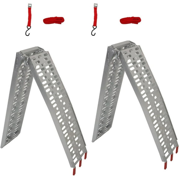 LABLT 2 PCS 7.5FT 1500lbs Aluminum Folding Loading Ramp Kit Holes with Handle Replacement for ATV UTV Motorcycle Dirt Bike Lawn Mower Snow Blower Ramp