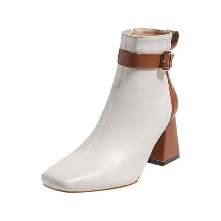 

Boots for Women Shoes Fashion Minimalistic Solid Color Comfortable Zipper Buckle High Heel Thick Heel Boots