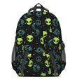 thumbnail image 3 of Alien Peace Sign Black Pattern Cute School Backpack Bag with Padded Back and Adjustable Shoulder Straps 16.9 X 12.6 X 5.9 Inches, 3 of 5