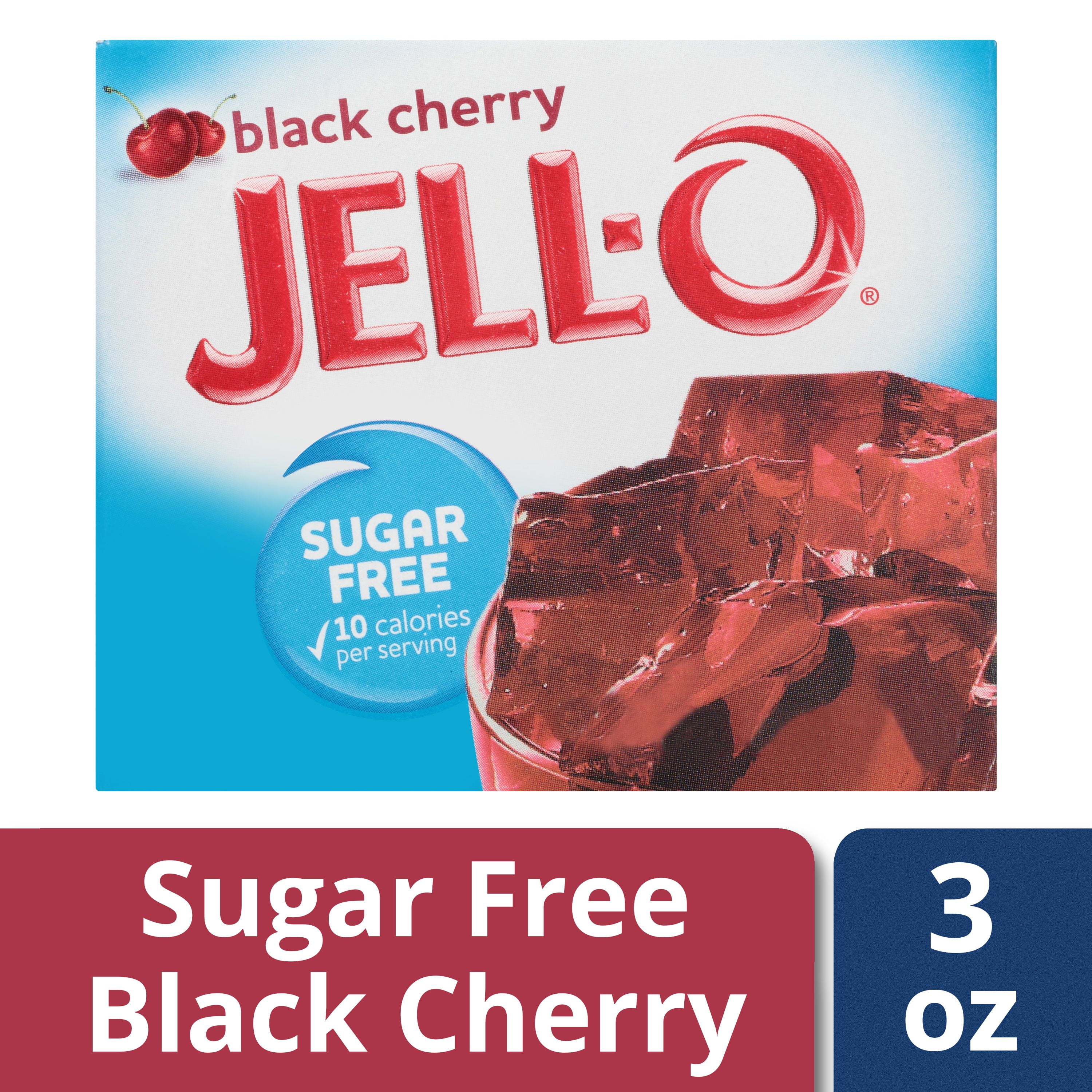 JellO Sugar Free Black Cherry Instant Gelatin Mix, 0.3 oz Box