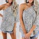 thumbnail image 4 of Tops de mujer Cuello con estampado de leopardo Fuera del hombro Sexy Tops casuales sueltos Fridja  hj301, 4 of 9