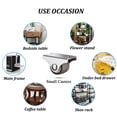 thumbnail image 4 of Mini Fixed Caster Wheels 1 Inch Low Profile Small Casters Set of 4, Steel Top Plate Silent TPE Rubber Rigid Caster Wheels for Furniture Rolling Cabinet Sliding Door Trundle Bed Drawers Silver, Brown, 4 of 5