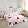 thumbnail image 3 of Erosebridal Ensemble de Literie Rose avec Nœud Papillon, Ensemble de Couette Simple, Imprimé Cœur d'Amour, Couette en Duvet avec Ailes, Décor de Princesse Rêveuse, Réversible, Léger, 2 Pcs, 3 of 7
