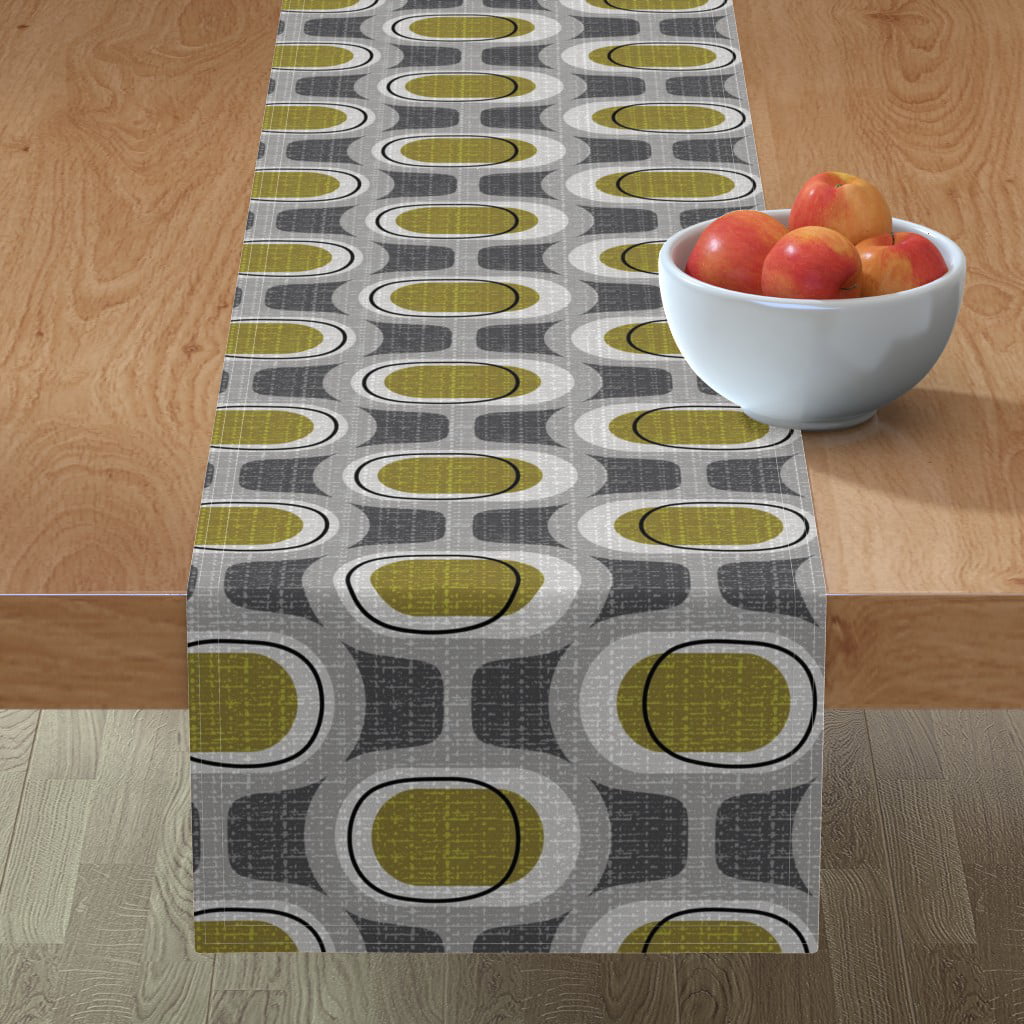 16 X 120 Ambesonne Mid Century Table Runner Atomic Form Boomerang Details Dots and Crossed Lines Dining Room Kitchen Rectangular Runner Apple Green Indigo