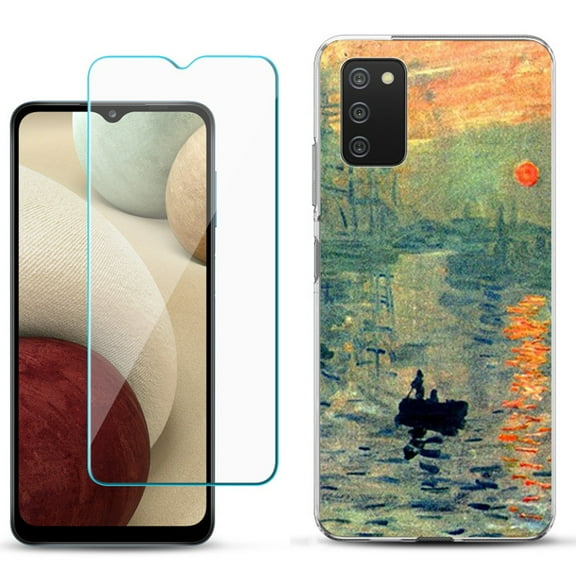 Slim-Fit TPU Phone Case Compatible with Samsung Galaxy A02s, with Tempered Glass Screen Protector, by OneToughShield ® - Sunrise Impression