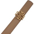 thumbnail image 3 of Tory Burch 141739 Britten Logo Clam Shell Grey/Tiramisu Light Brown With Gold Hardware Reversible 1 Inch Women's Belt Size Medium, 3 of 4