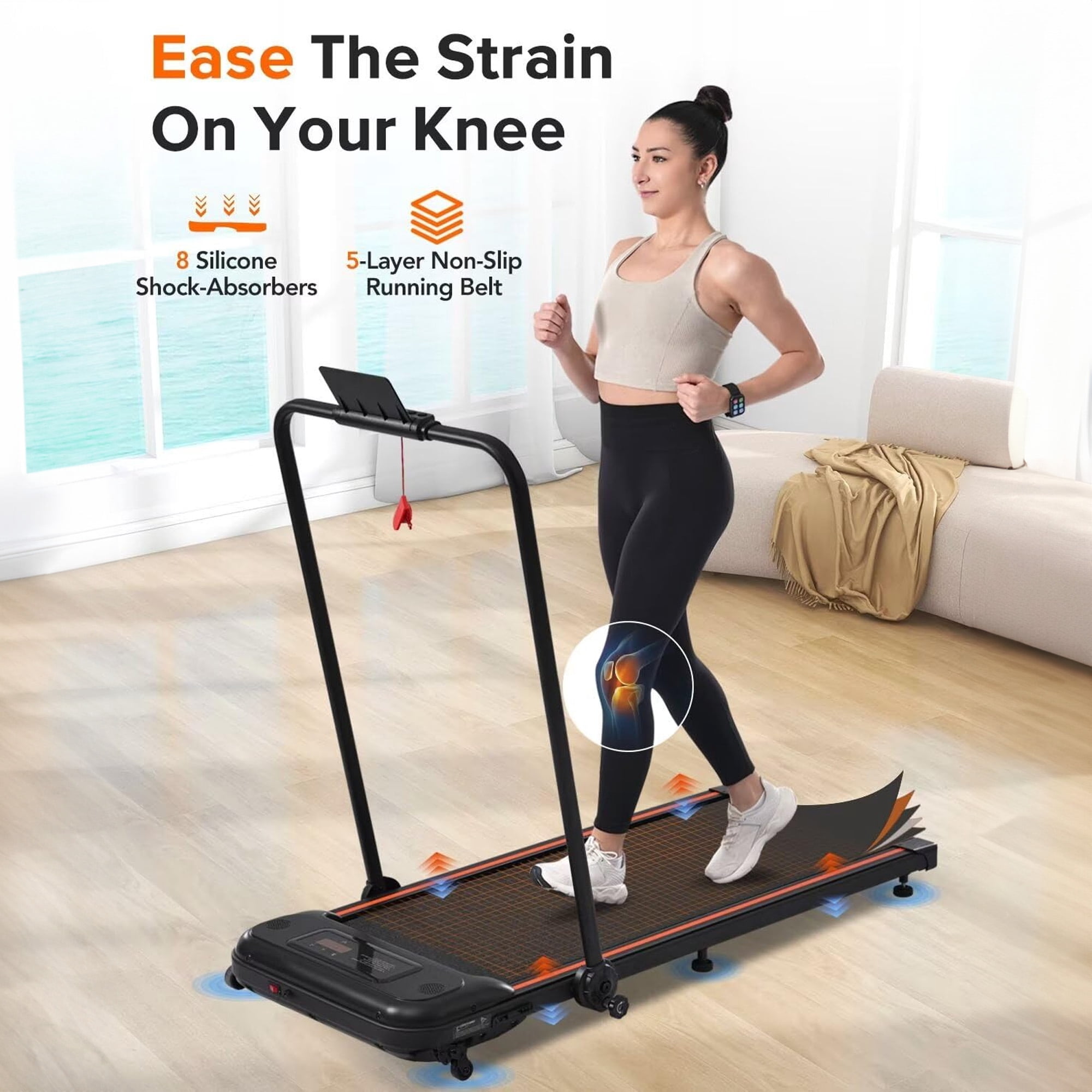 Aukfa Under Desk Treadmill 2 in 1 Folding Treadmill with incline 265 lb Capacity 7.5 mph Speed
