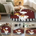 thumbnail image 6 of Round Area Rug 4ft, Funny Chef Food Cutlery Non-Slip Non-Shedding Floor Mat, Black White Plaid Dark Maroon Washable Sturdy Carpet for Living Room Bedroom Home Decor, 6 of 9