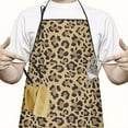 thumbnail image 2 of Brown and Black Leopard Print Apron-Garden Aprons for Women with Pockets-Cotton Linen Waterproof Kitchen Cooking Gardening Aprons Adjustable for Kitchen,Cooking,BBQ and Salon 33x27 Inch, 2 of 7