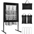 thumbnail image 1 of Filet de Lancer de Baseball, Filet de Lancer 9 Trous avec Zone de Frappe, 5 Hauteurs Réglables, Filet d'Entraînement Portable et Facile à Installer pour Baseball et Softball avec 4 Clous en Forme de U et 4 Sacs de Sable, 1 of 6