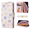 thumbnail image 4 of Wallet Case for iPhone XS/X 5.8 Inch, Flower Pattern Soft TPU Shockproof Bracket Wrist Strap Phone Cover with Cash Holder Card Slots Magnetic Closure Kickstand Flip Folio Case,Small Flowers, 4 of 8