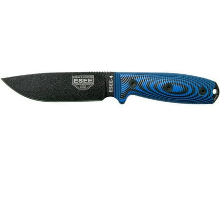 ESEE 4PB-008 Fixed Blade Knife Black 1095 Carbon Steel & Blue/Black G10 Knives