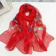 thumbnail image 2 of Hontri Silk Scarf Scarfs for Women Lightweight Print Floral Pattern Scarf Shawl Fashion Scarves Sunscreen Shawls And Wraps for Spring Womens Silk Scarves Red, 2 of 3
