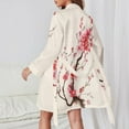 thumbnail image 2 of Japanese Cherry Tree Night Robe Long Sleeve V Neck Robe With Belt Women's Sleepwear Dresses, 2 of 9
