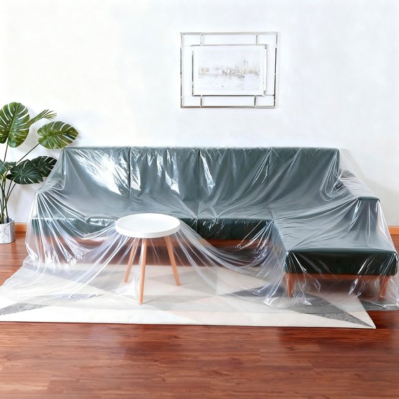 65.6ft x 78.7" Plastic Sofa Couch Cover, Furniture Protector Covers for Sofa