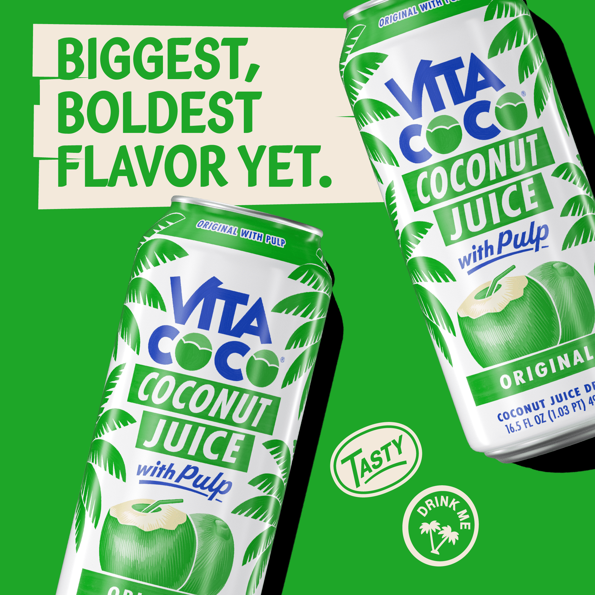 (4 pack) Vita Coco Coconut Juice, Original with Pulp, 16.5 fl oz