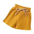 thumbnail image 2 of naisibaby Summer Baby Girls New Shorts, Girls Solid Color Striped Drawstring Shorts Yellow 2T, 2 of 6