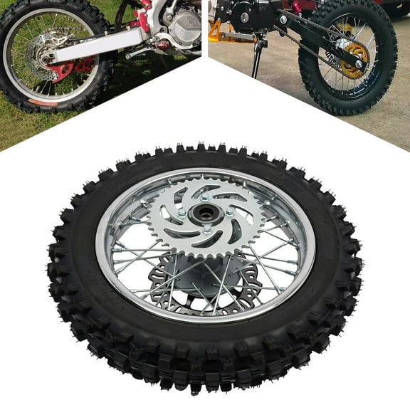 12in 80/100-12 Rear Wheel Tire Rim & Sprocket for Dirt Pit Bike CRF70 TTR110