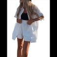 thumbnail image 2 of Conjunto de con Botones para Mujer, Camiseta de Corta y Pantalones Cortos, Conjunto de 2 Piezas para Vacaciones de Verano, Chándales de Estar por Casa. M, 2 of 10
