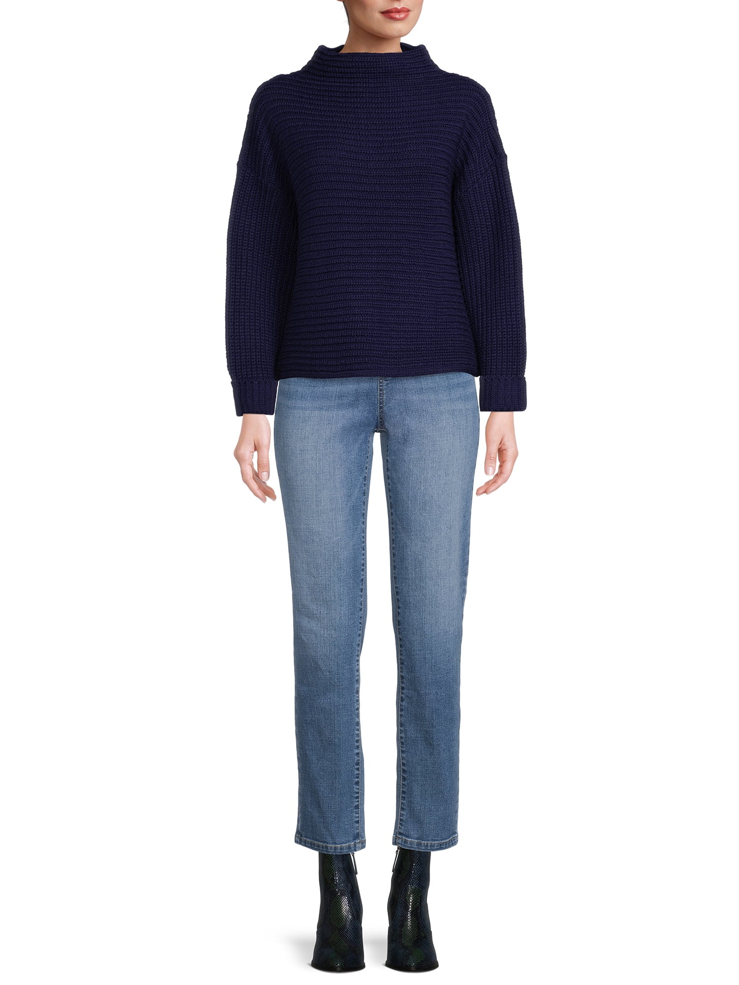 Time and Tru Women's Horizontal Shaker Knit Sweater