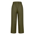 thumbnail image 5 of VEKDONE Summer Linen Straight Trousers for Women High Elastic Waist Ankle Pants Loose Fit Plus Size Lounge Pant with Pockets Solid Color Lightweight Long Pants ZB Army Green 5X-Large, 5 of 7