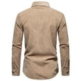 thumbnail image 3 of lkfuzj 2024 Men's Corduroy Shirts Casual Vintage Long Sleeve T-shirt top Button Down Shacket Jackets with 2 Pocket - Light Khaki, 3 of 7