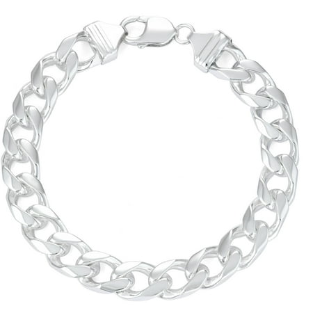 Men's Sterling Silver Square 11mm Curb Bracelet, 9
