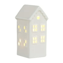 KQJQS Christmas Miniature Porcelain Village Tabletop Figurine LED Porcelain House Village House For Xmas Figurine Village