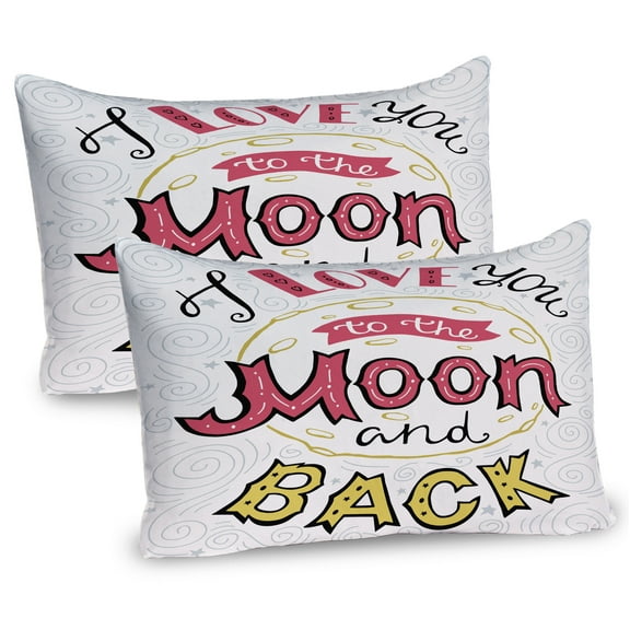 Ambesonne I Love You Pillow Sham 2 Pack, Hand Drawn Phrase, 30"x20", Pink Yellow Pearl