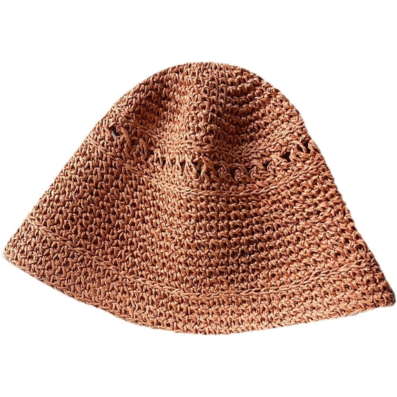 CoCopeaunts Summer Straw Bucket Hat Casual Breathable Hollow Bell-Shaped Hats Women Outdoor Foldable Beach Fisherman Hat