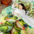 thumbnail image 4 of Manfei Cute Animal Frogs Boy Girl Twin Bedding Sets 7-Piece,Spring Garden Bedding Comforter Set Microfiber,Valentine Couple Lover Breathable Sheet Sets,Lightweight Room Decor,Reversible, 4 of 8