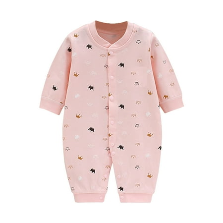 

Dr.Eam Newborn Long Sleeve Rompers Newborn Infant Baby Boy Girl Cotton Print Romper Jumpsuit Playsuits Outfits Outerwear Pink 0 M-3 M