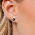 thumbnail image 3 of Gem Stone King 18K Yellow Gold Plated Silver Women Stud Earrings with Removable Jackets Round Rhodolite Garnet and Moissanite (1.62 Cttw), 3 of 6